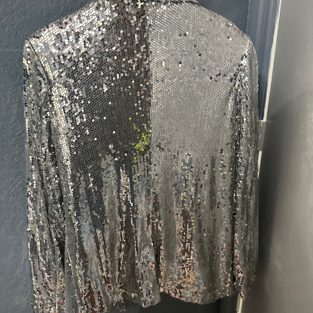 Silver Sequins Blazer New Without Tags Size Medium - image 3